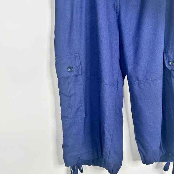 NWT Navy Blue Cargo Capri pants Trust 19" Length Linen blend size 36 - Picture 7 of 11